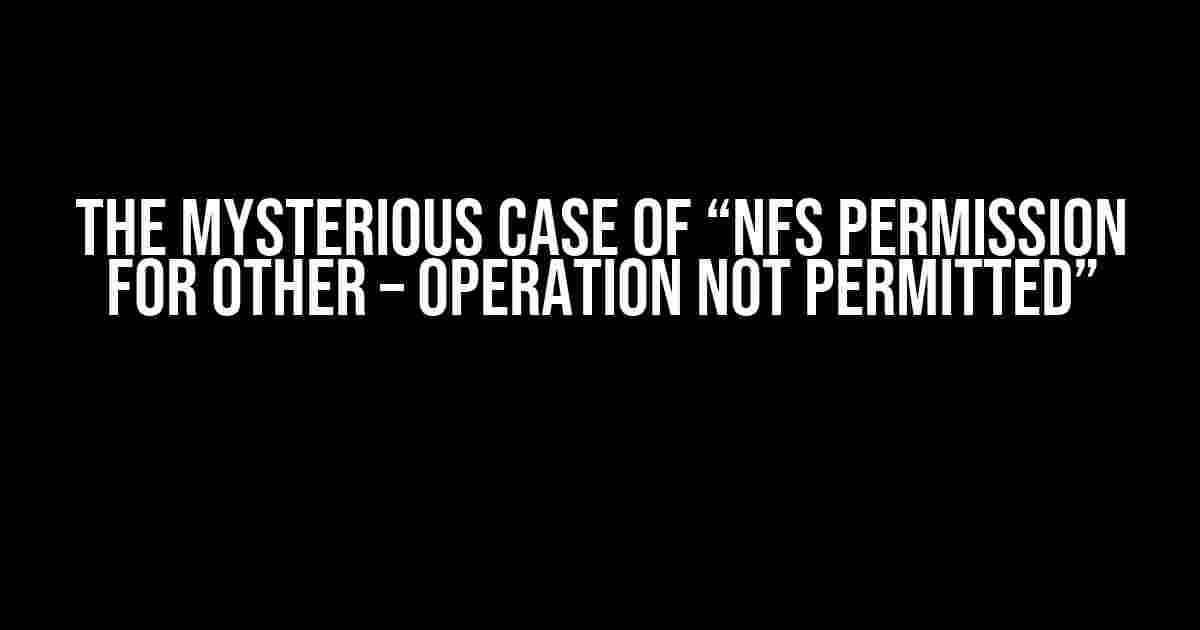 The Mysterious Case of “NFS Permission for Other – Operation Not Permitted”